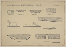 217172 Opstanden en doorsneden van de gevonden resten van het voormalige klooster Mariëndaal te Utrecht (tussen ...